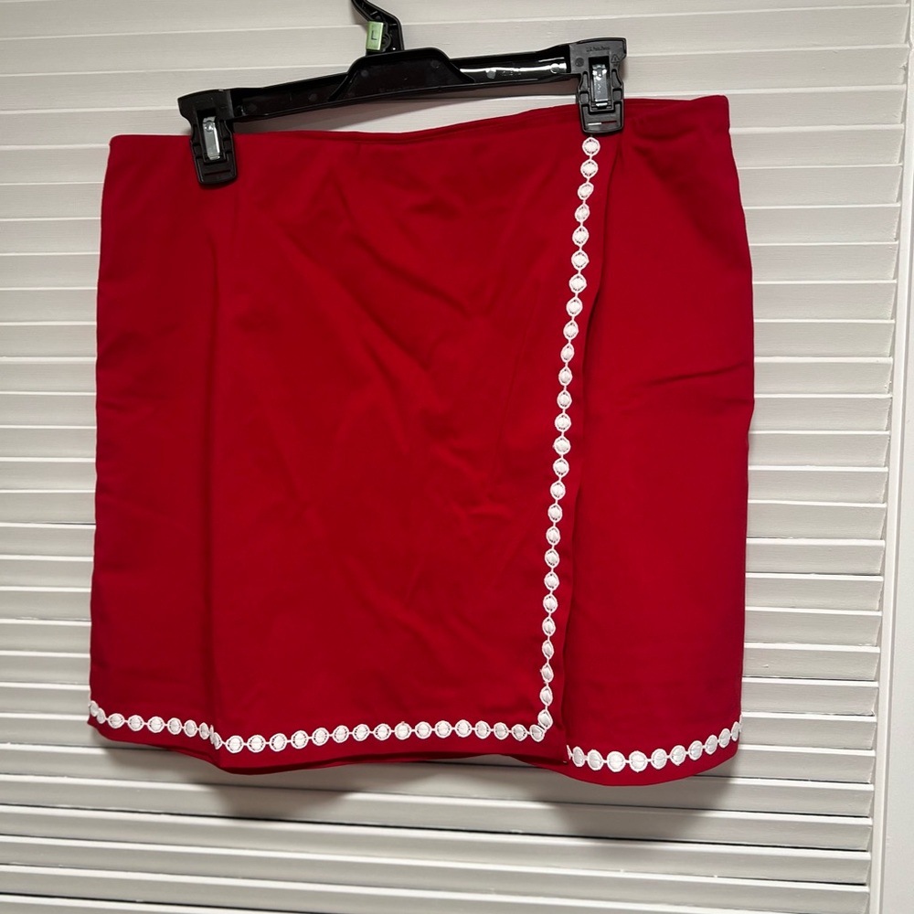 Belle by Kim Gravel Red Mini Skirt with White Trim - Picture 4 of 6